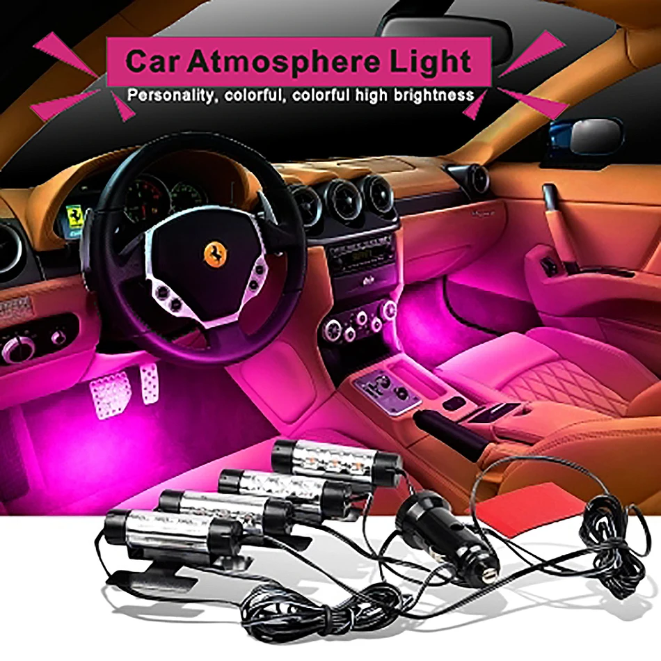 

AZGIANT 12V RGB Car Inside Decorative Light Led Romantic Atmosphere Foot Lamp 360 Degree Rotation Easy Install Simple Design