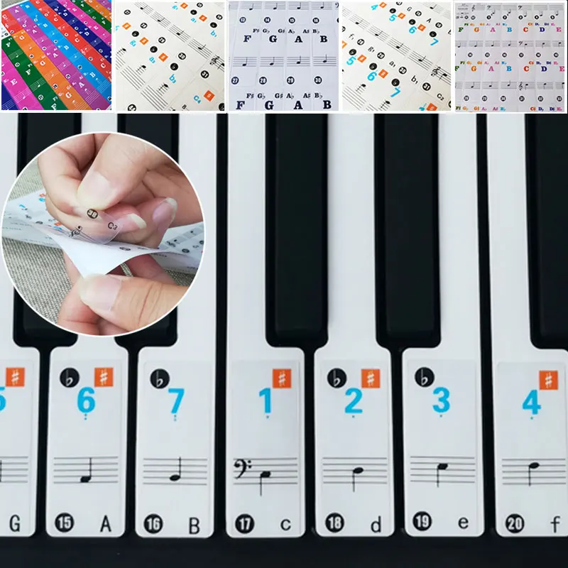 

37/49/61/88 Keys Piano Stickers Children for Beginner Teaching Music Keyboard Sticker for Music Labels Keyboard Instruments