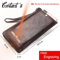 2022 Men Wallet Clutch Genuine Leather Brand Rfid  Wallet Male Organizer Cell Phone Clutch Bag Long Coin Purse Free Engrave 2
