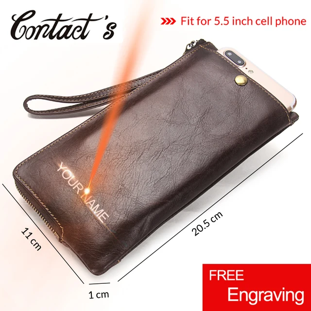 Portefeuille de marque en cuir véritable pour hommes, pochette pour téléphone portable, porte-monnaie avec gravure gratuite, 2022 2