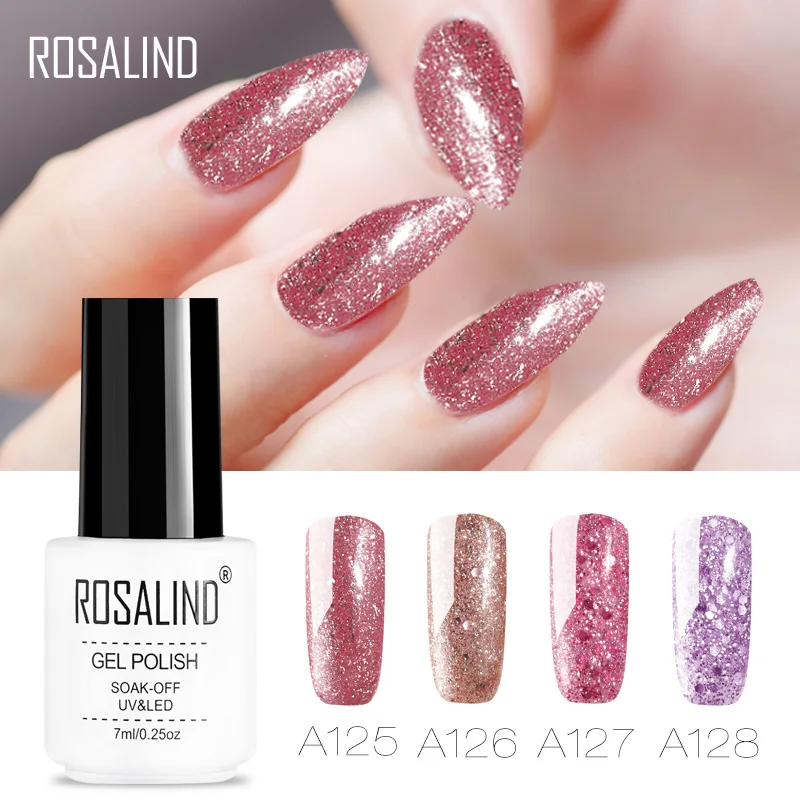 

ROSALIND Rose Gold Gel Nail Polish Set For Nail Design Hybrid Gel Varnishes Nail Art Semi Permanent Manicure Top And Base Coat