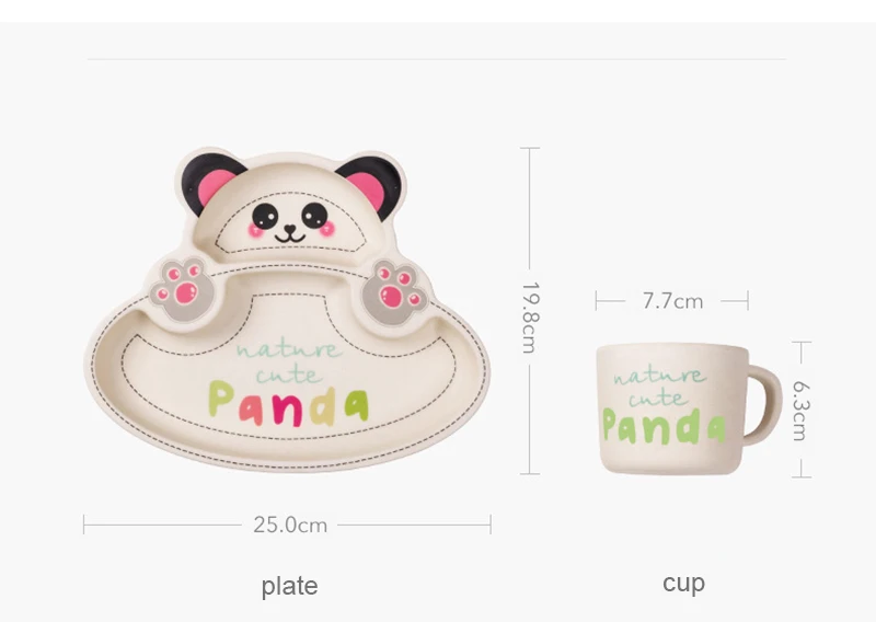 5 шт./компл. бамбуковое волокно чашка для кормления малыша тарелка вилка ложка Набор чашек детская посуда мультфильм разделительный лоток посуда подарок для малышей