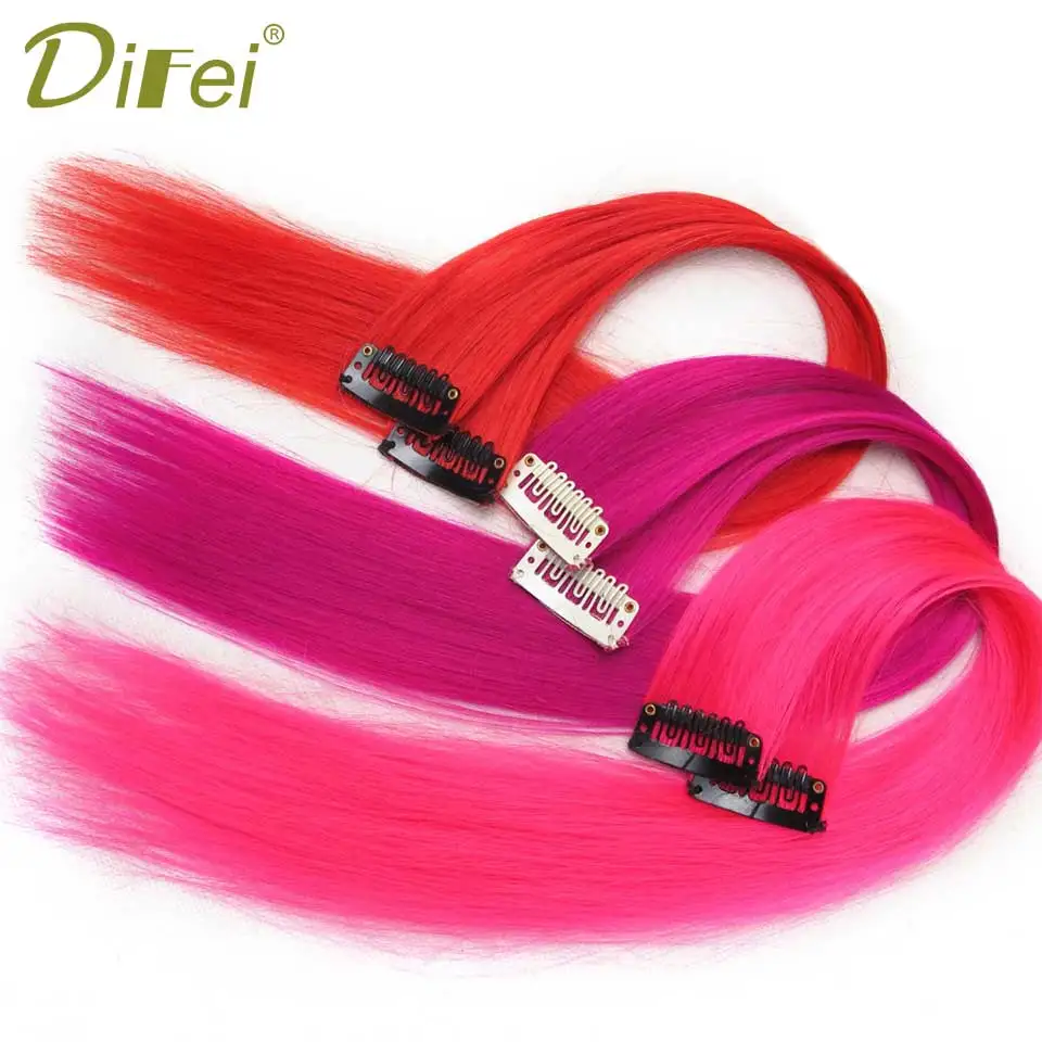 1 Piece 1 Clip In Synthetic Hair Extensions Ombre 55CM Long Straight Clip On Hair Pieces Women Girls DIFEI Wig 1 Piece 1 Clip In Synthetic Hair Extensions Ombre 55CM Long Straight Clip On Hair Pieces Women Girls DIFEI Wig