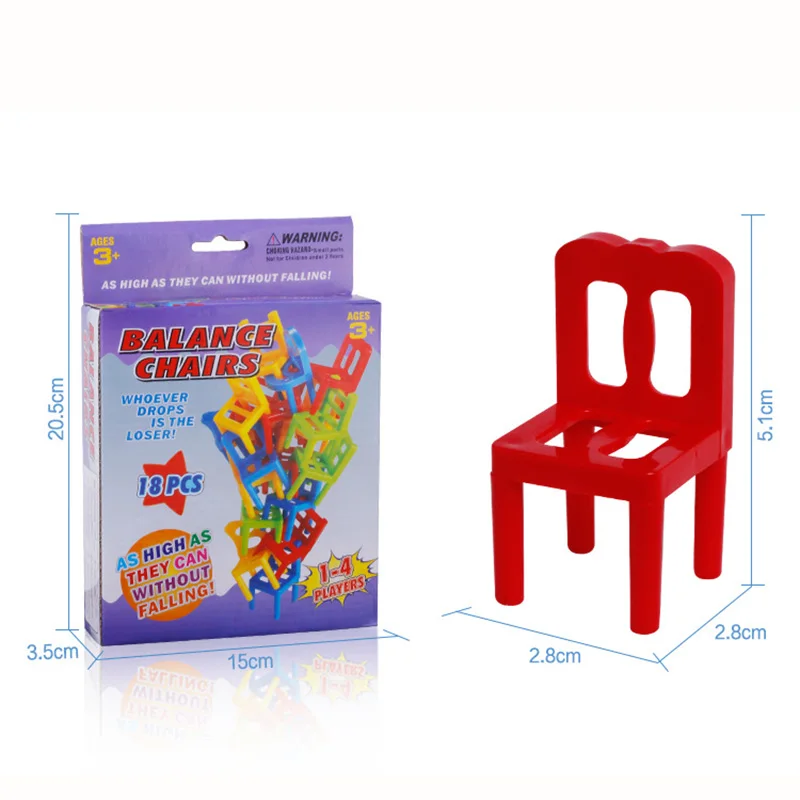 18/24 PCS Balance Chair Puzzle Board Game Family/Party Best Gift for Children Funny Colorful Game without 