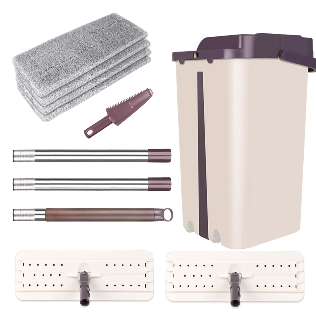 Günstig Haus Boden Reinigung Mop Eimer System Edelstahl Kostenloser Auswringen Mikrofaser Spray Mop Pads Nass Trocken Nutzung auf Hartholz Laminat Fliesen