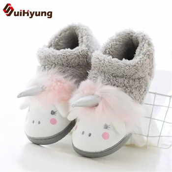 

Suihyung Winter Warm Unicorn Shoes Women Indoor Slippers Furry House Slip On Ladies Fur Slides Home Casual Flats Female Botas