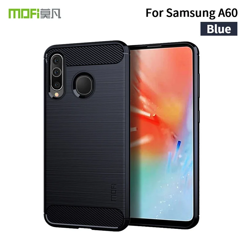 Для samsung A60 MOFi ShenDu серии Мягкий Силиконовый ТПУ гелевый щетка углеродное волокно чехол для телефона чехол для samsung Galaxy A60 - Цвет: Dark Blue
