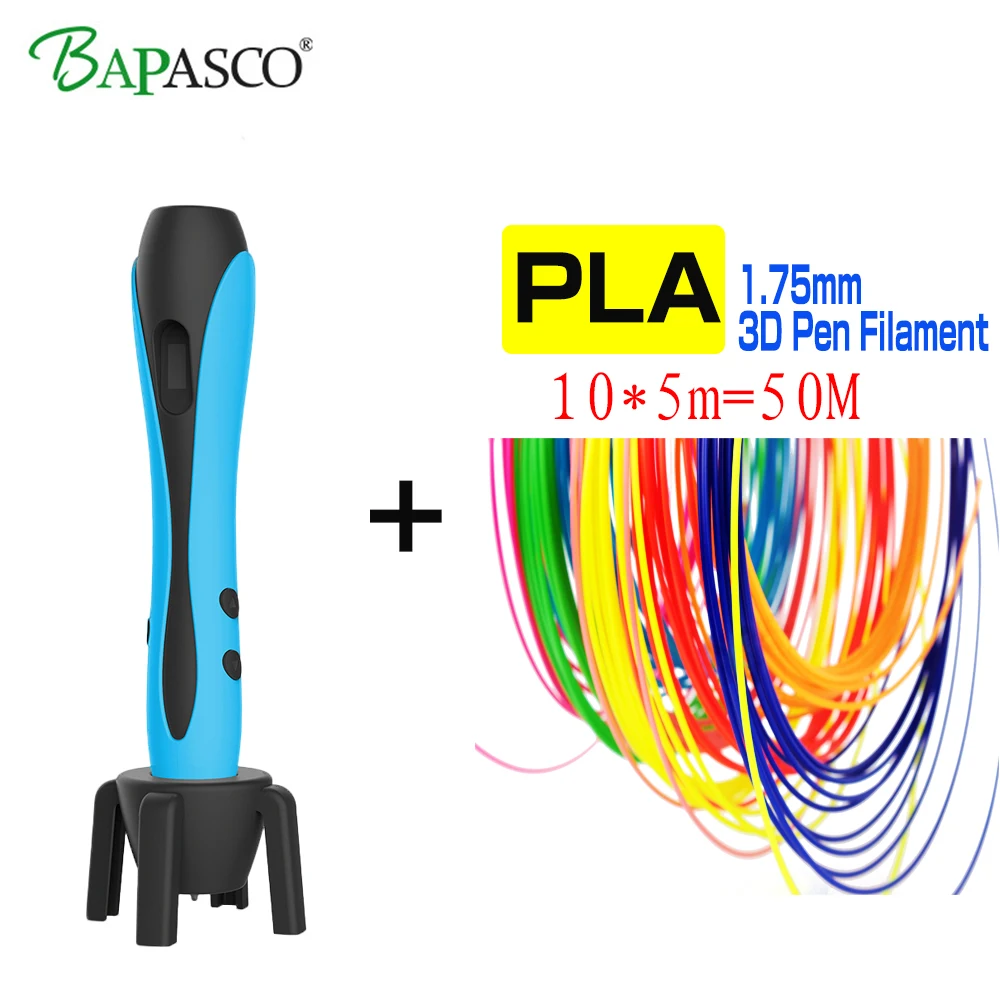 

BAPASCO DIY 3D Printer Pen Set LED Display 3D Drawing Pens With Powerful PLA AU/UK/EU/US Plug 3D Pen Birthday Present For Kids