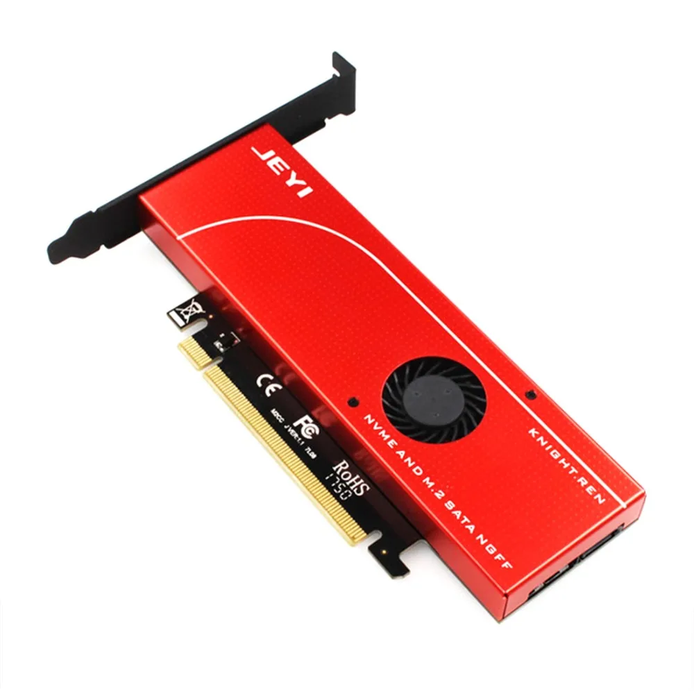 JEYI KNIGHT power-Fail защита PCIE3.0 NVME M.2 адаптер x16 Full speed M.2 добавить на карту теплоотвод пластина-вентилятор охлаждения SSD