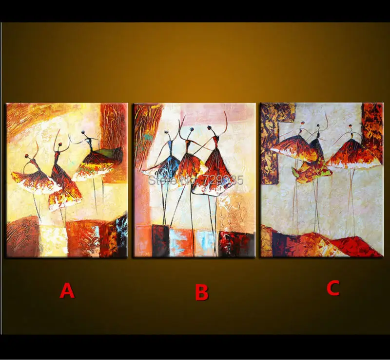 

100% hand-painted 3PCS Oil Painting on Canvas Abstract Art Ballet painting Modern Home Decoration Beautiful Oil Painting Picture