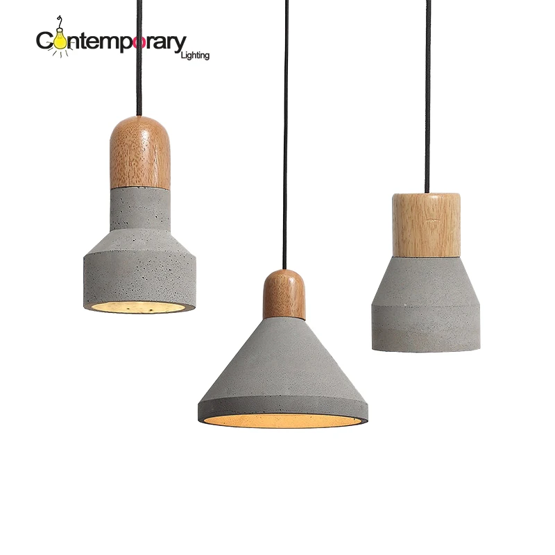 

Loft wonderful statement Gray Industrial concrete pendant wood lamp for Coffee Shop Club bar Hanging lamp Scandinavian design
