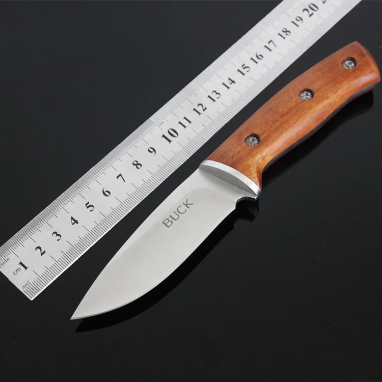 Buck Fixed Blade Knife 440 Stainless Steel Blade Natural wood Handle