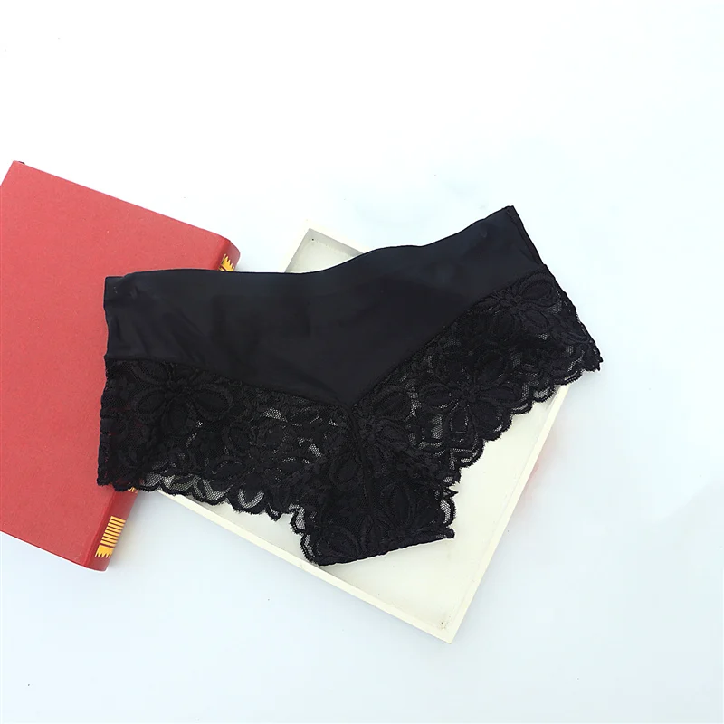 Women's Lace Seamless Briefs Ice Silk Panties Breathable Underwear Women Transparent Sexy Panty Cotton Crotch Panties Women 29 (4)