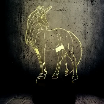 

New Animal Unicorn Horse 3D illusion Led Night Lights LED Table Bedside Sleep RGB Lamp Home Decor Child Kid Valentine's Day