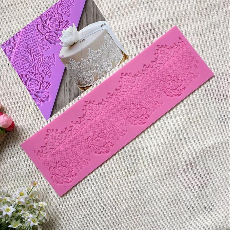 

Rose pattern silicone cake mold Pouring sugar lace mat DIY baking decorative mold