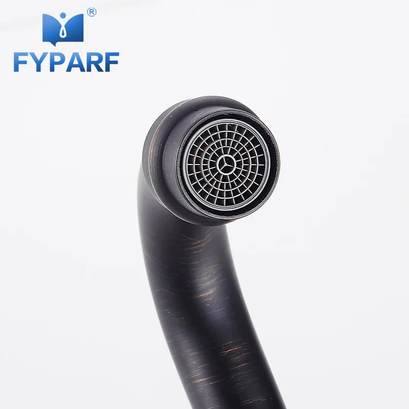 Черный латунный настенный смеситель FYPARF для раковины с масляной прорезиненной