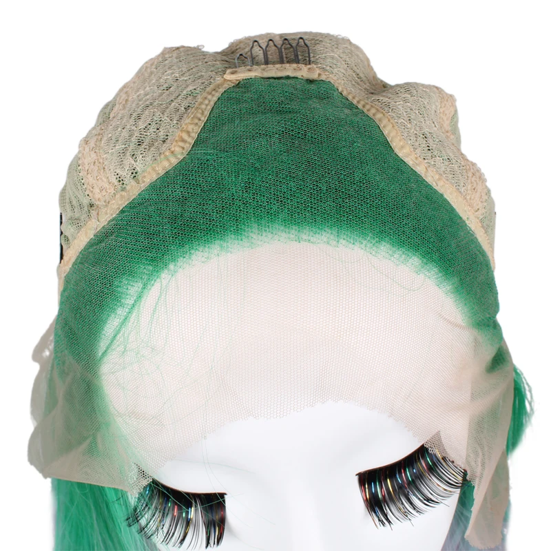 JOY& BEAUTY, завязанный вручную зеленый светильник, фиолетовый, с эффектом омбре, высокая температура, волоконные волосы, длинные, волнистые, без клея, синтетические волосы на кружеве, парик для женщин