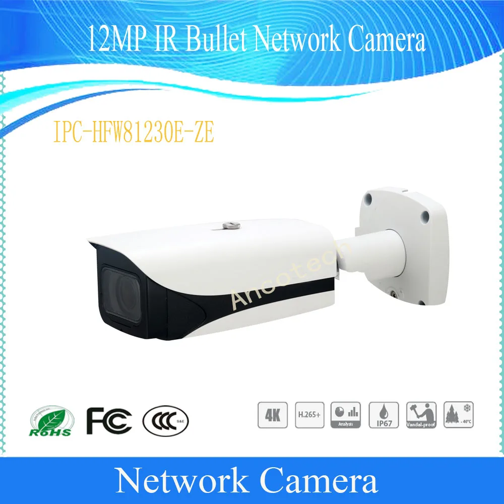 

Free Shipping DAHUA Security CCTV IP Camera 12MP IR Bullet Network Camera With POE+ IP67 IP10 DH-IPC-HFW81230E-ZE