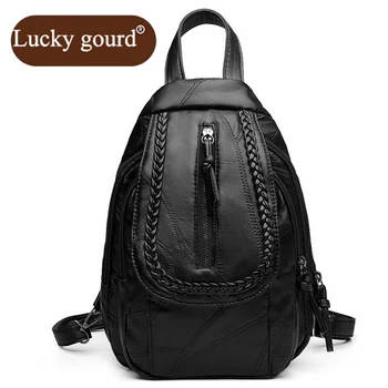 

OURCIAO Fashion Backpacks for Teenage Girls Women's PU Leather Backpack Casual Vintage Large Capacity Travel Backpack Z827