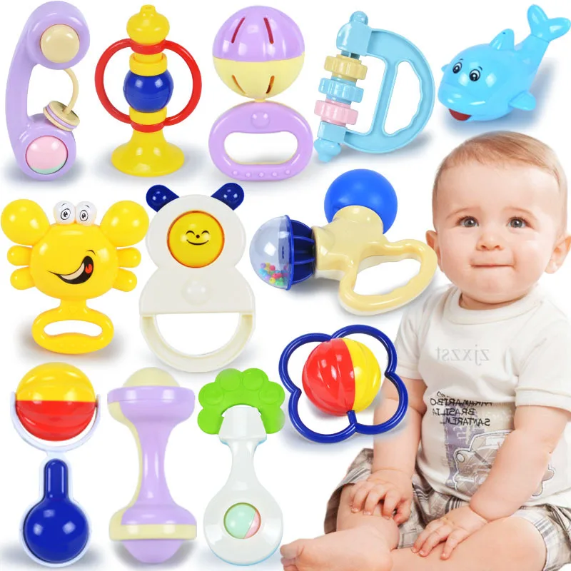 12pcs/ set Baby Plastic Lovely Hand Jingle Shaking Bell Baby Bell Toys