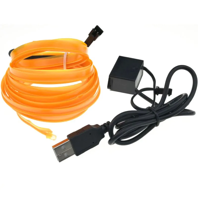 

1M 3FT 8mm Sewing Edge Neon Light Dance Party Car Decor Light Neon Flexible EL Edge Wire Rope Tube LED Strip With 5V USB Plug