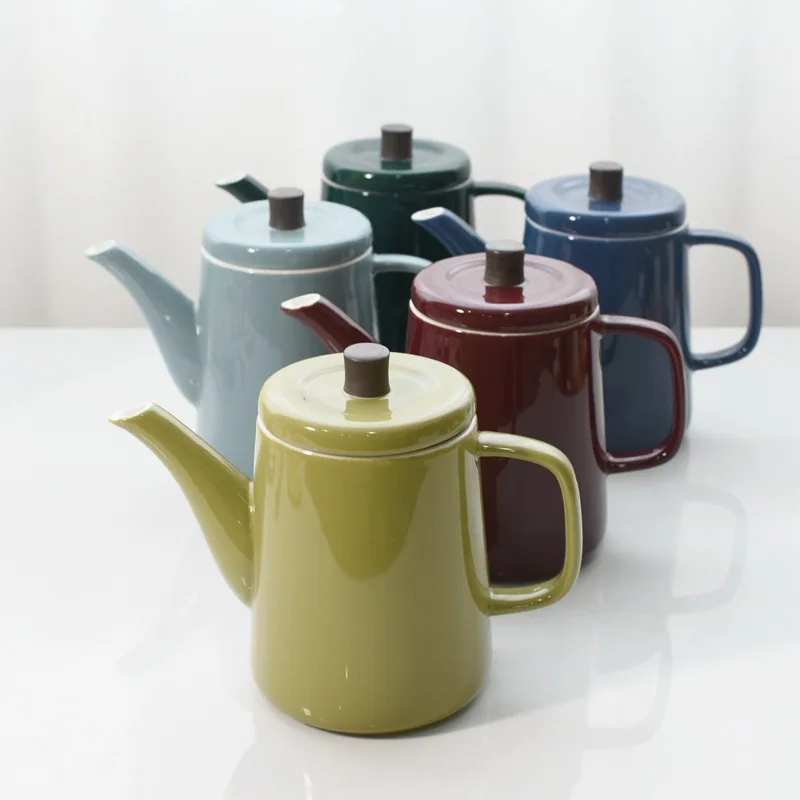 

Japanese Retro Imitation Enamel Cold Kettle Coffee Pot Teapot With Stainless Steel Filter Glaze Imitation Enamel Cold Kettle