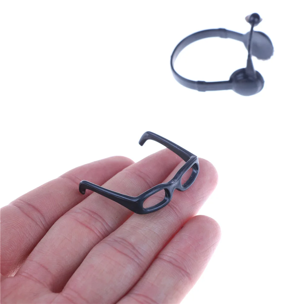 1:12 Black Simulation Glasses Earphone Toys for Children Doll Accessories jf