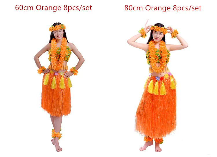 Толстый кулон стиль для взрослых женщин Гавайский цветок Lei повязка на голову гирлянда бюстгальтер юбки «хула» нарядное платье Декор Гавайские вечерние платья - Цвет: orange