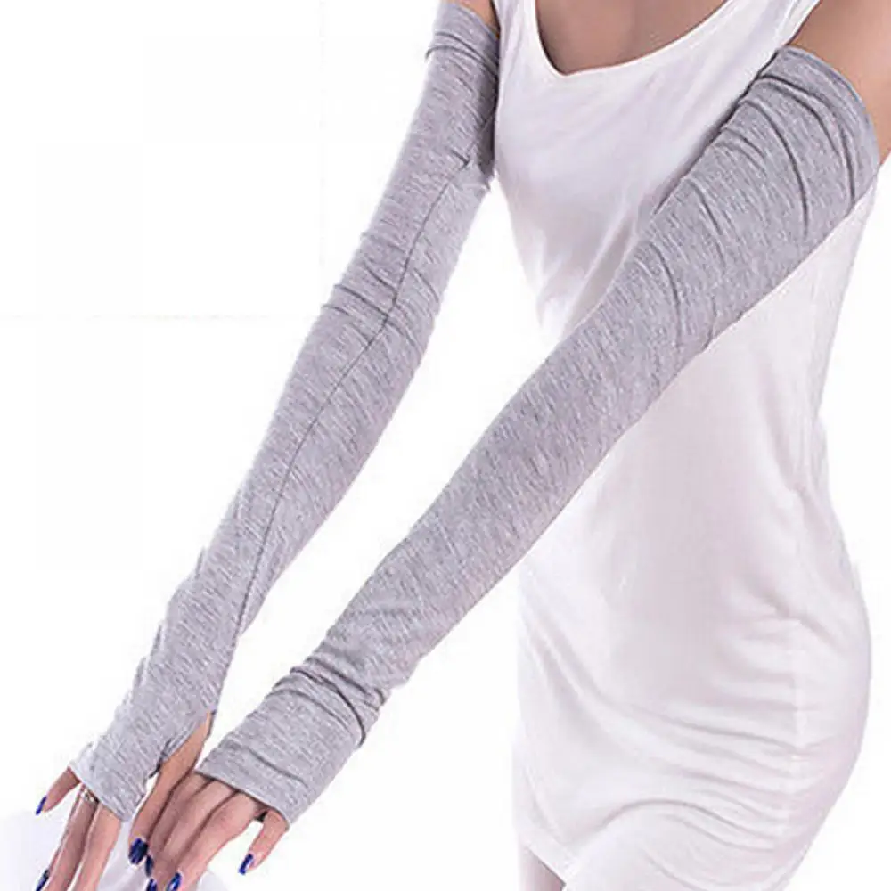 

Women Winter Arm Warmers Fingerless Long Gloves Solid Warm Mittens Elbow Thread Knitted Sleeves Fingerless 1Pair Fashion New