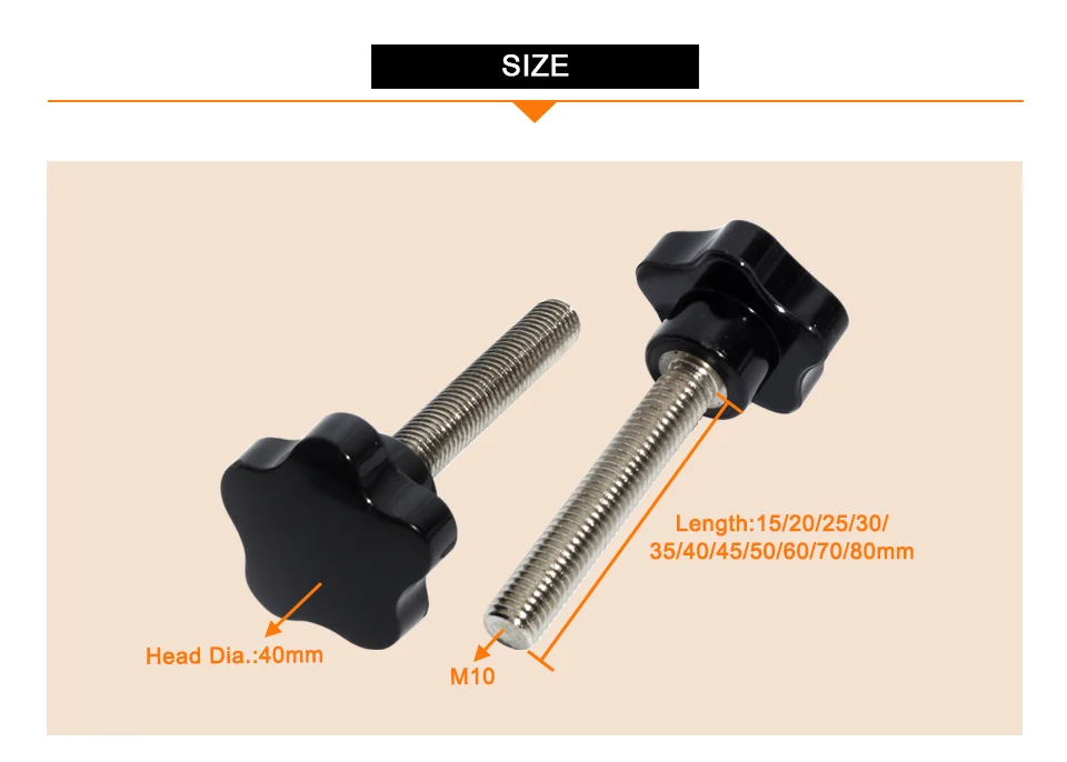 M10 наружная резьба звезда зажим для ручек из бакелита затянуть гайки ручка 40 мм Головка 15/30/50/80 мм резьба механические черные с накатанной головкой Гайка