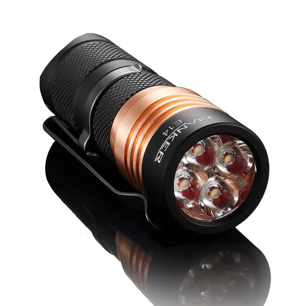 Manker E14 1600 люмен 4x Cree XPG3 LED / Nichia 219C светодиодный фонарик 18350 + трубка высокий слив 18650