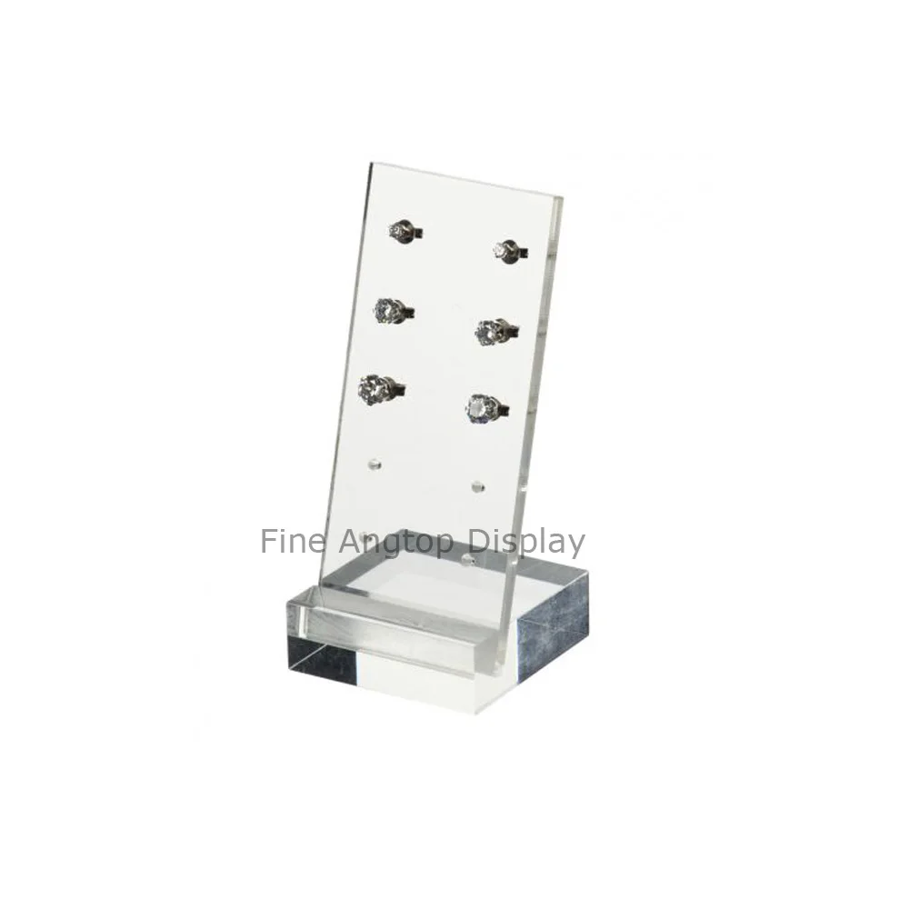

Clear 5 Pair Earring Stand Jewelry Stud Display With Block Base