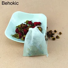 Behokic 100 шт./лот Чай Сумки 6x8 см пустой Ароматические Чай Сумки с строка исцелить печать фильтр Бумага для травы свободные Чай Bolsas де te