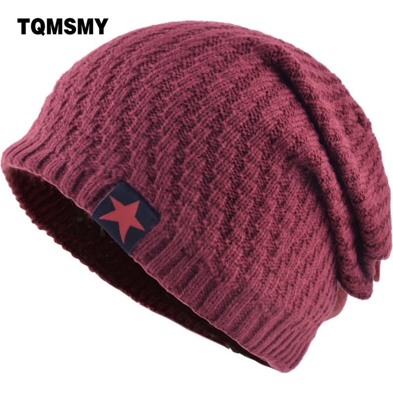 

TQMSMY Men Winter Hat Knitted Beanie Skullies Women Label Red Star Caps Beanies Hats for Men Gorros Cap Casquette Hats TMS05