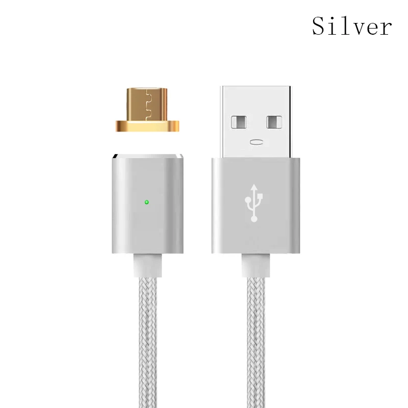 Магнитный кабель MANTIS 2.4A Micro USB зарядное устройство 1 м нейлоновый металлический магнитный кабель для быстрой зарядки Android для Xiaomi huawei samsung - Цвет: Silver