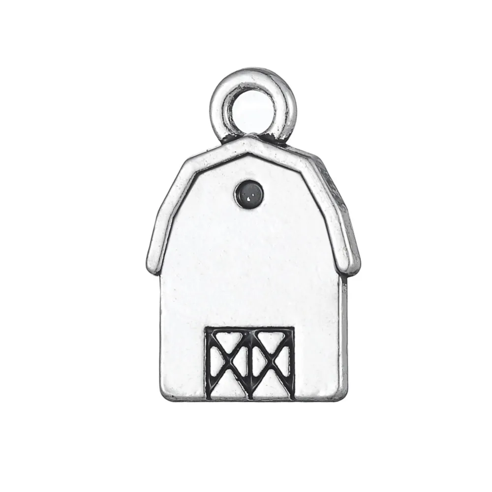 

my shape 30pcs a lot barn house new design Charm silver plated lovely jewelry for bracelet necklace making
