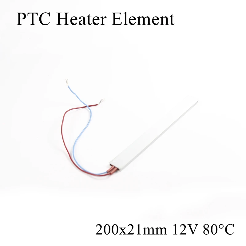 200x21 мм 12 в 80 градусов Цельсия Алюминиевый PTC нагревательный элемент постоянный термостат термистор воздушный Датчик нагрева оболочки 200*21 мм