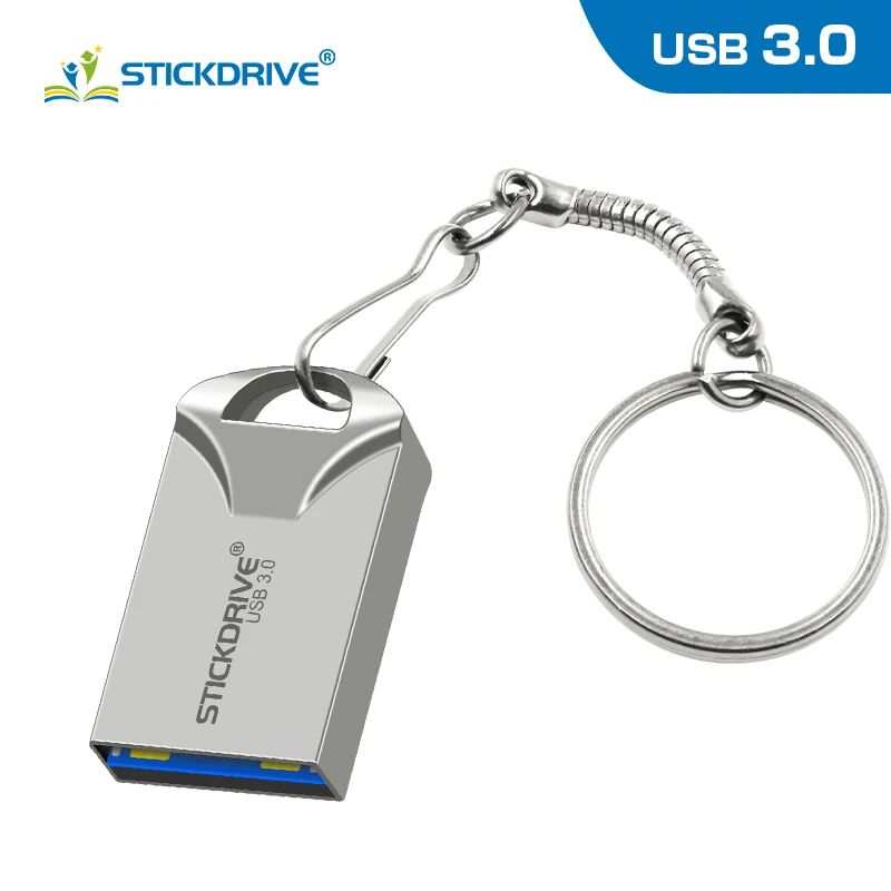 Мини Флешка 64 ГБ флеш-накопитель USB 3,0 32 Гб USB3.0 Флешка 16 ГБ 8 ГБ Флешка 128 ГБ с подарочным кольцом для ключей новейший u-диск - Цвет: Серебристый