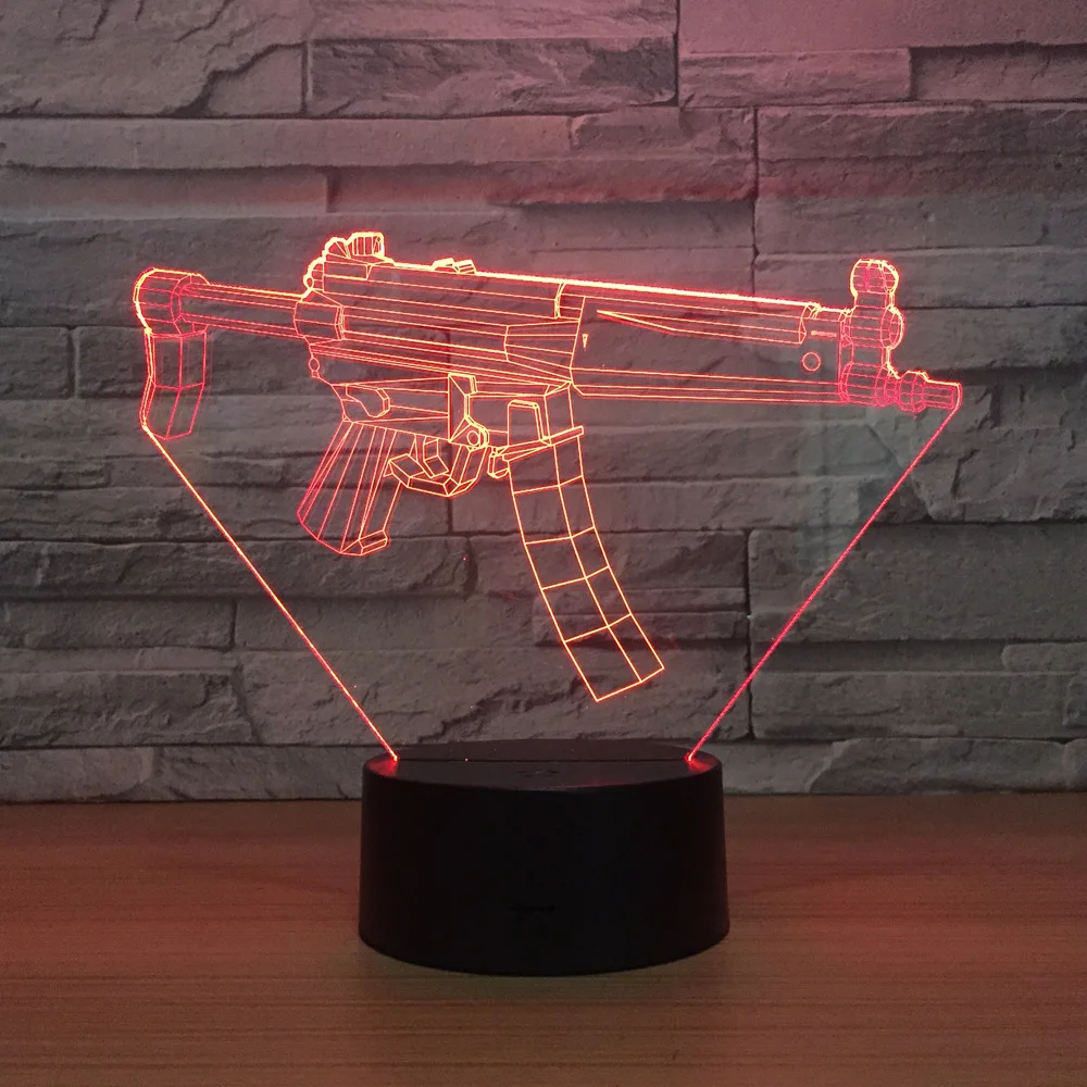 Toy Gun Model Led 3d Night Light 7 Color Change Usb Remote Touch Switch