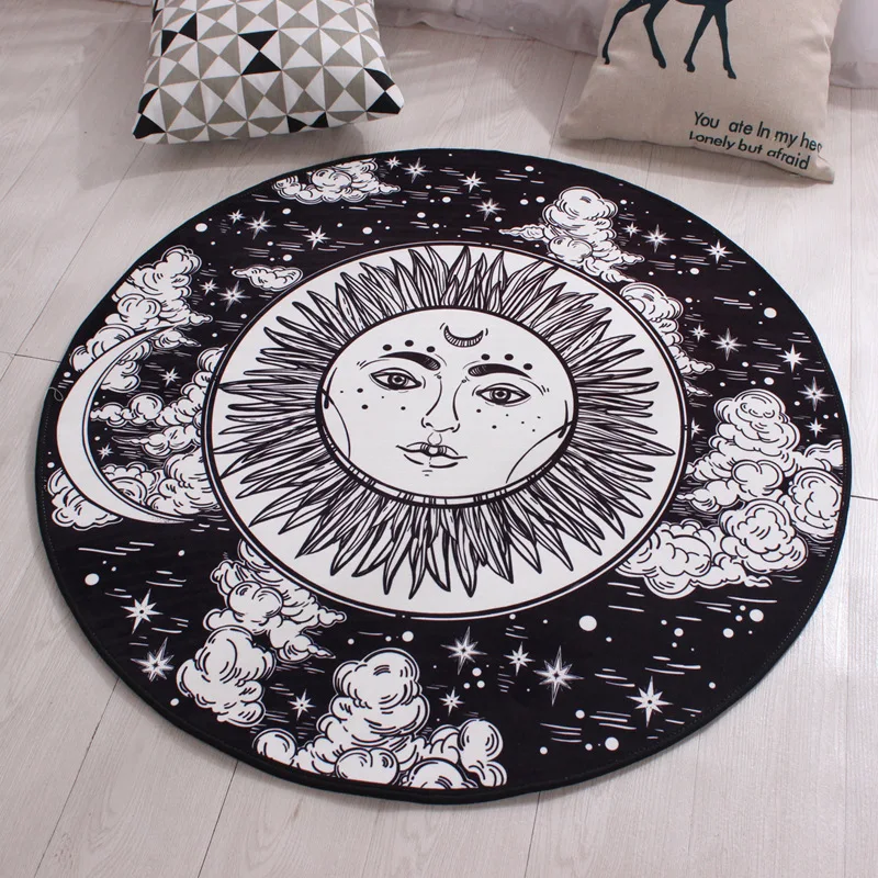

Boho Chic Rugs And Carpets For Kids Baby Home Living Room Sun Moon Star Round Large Bedroom Bathroom WC Door Cushion Bath Mats
