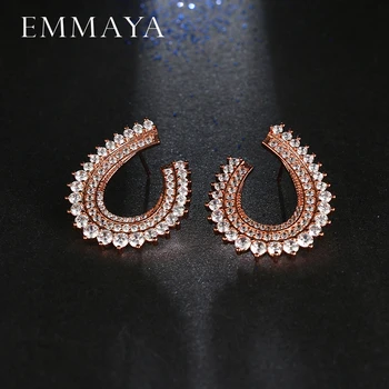 

EMMAYA New Popular Jewelry Luxury Big AAA Zircon Stud Earrings Around Paved by Micro Zircon Brincos