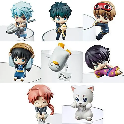 

Free Shipping Mini 8pcs Anime Gintama Silver Soul Tea Cup Decorations PVC Action Figure Collection Model Dolls Toy (8pcs set)