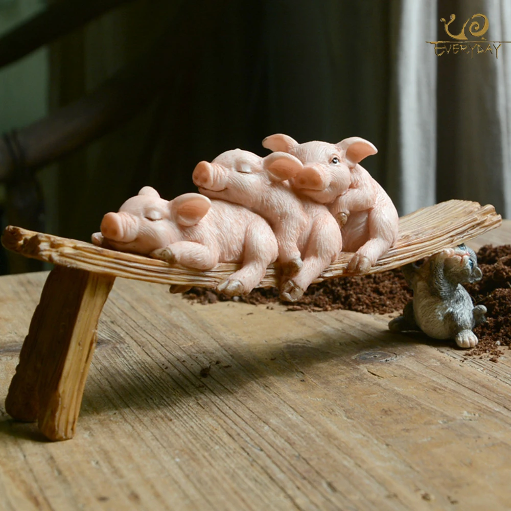 Everyday Collection Home Decor Garden Miniature Animal Figurines Desktop Decoration Cute Pig Figure Toys Gift For Children ornament crafts miniature figurines miniature ornament