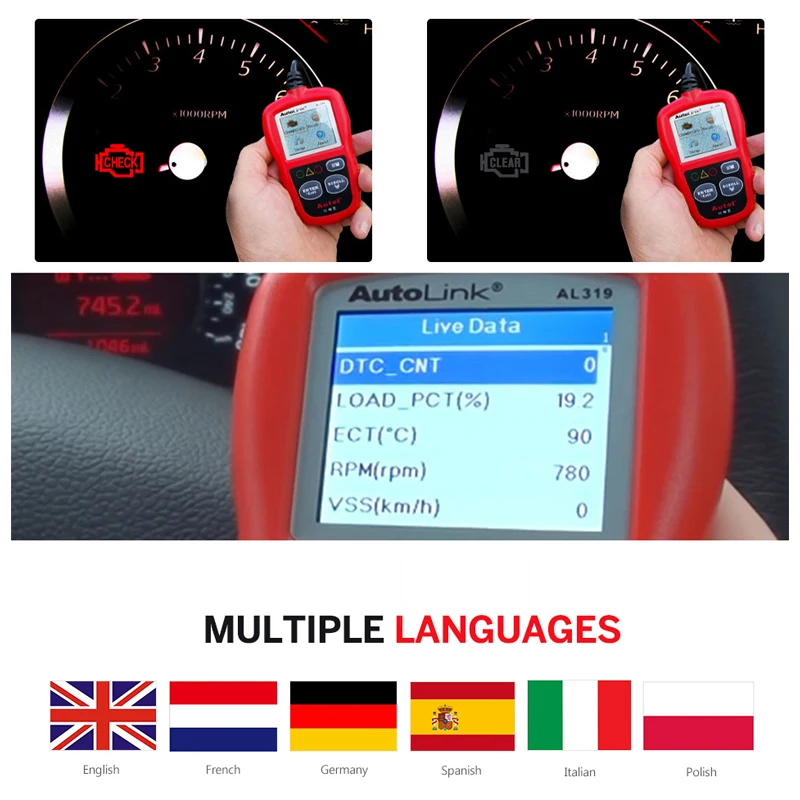 Autel AL319 OBD2 Scanner Car Code Reader Automotive OBDII Scaner Auto Diagnostic Scan Tool Fault Reader Diagnostics Scanner