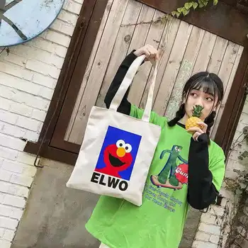 

2019 Large Capacity Cartoon Canvas Tote Bag Fabric Cotton Cloth Children School Handbags Printed Shopping Bags