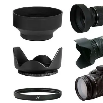 

55MM Lens Hoods & UV Filter Kit For Nikon D5600 D5500 D5300 D7500 D3400 D3300 D750 D5 and Nikon AF-P 18-55mm lens