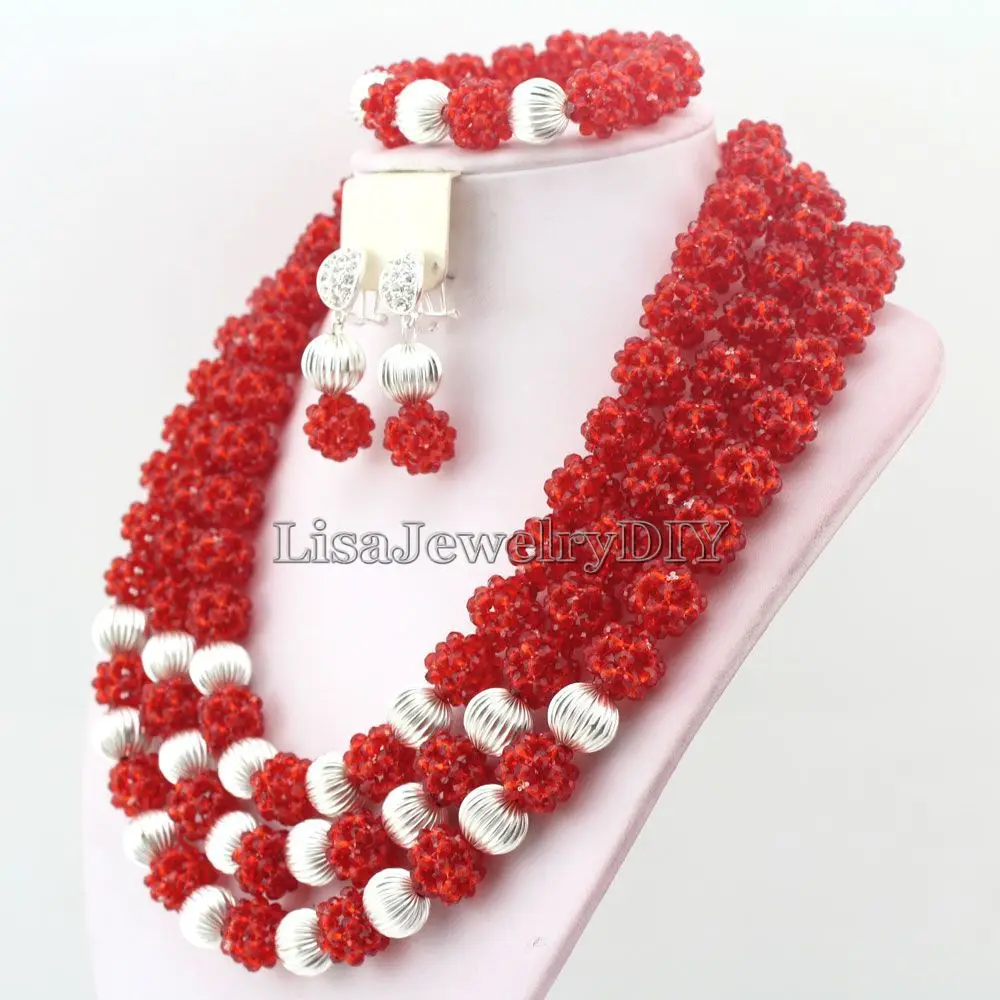  Mariage nigérian nuptiale fête africaine perles boules ensembles de bijoux perles de cristal ensemb