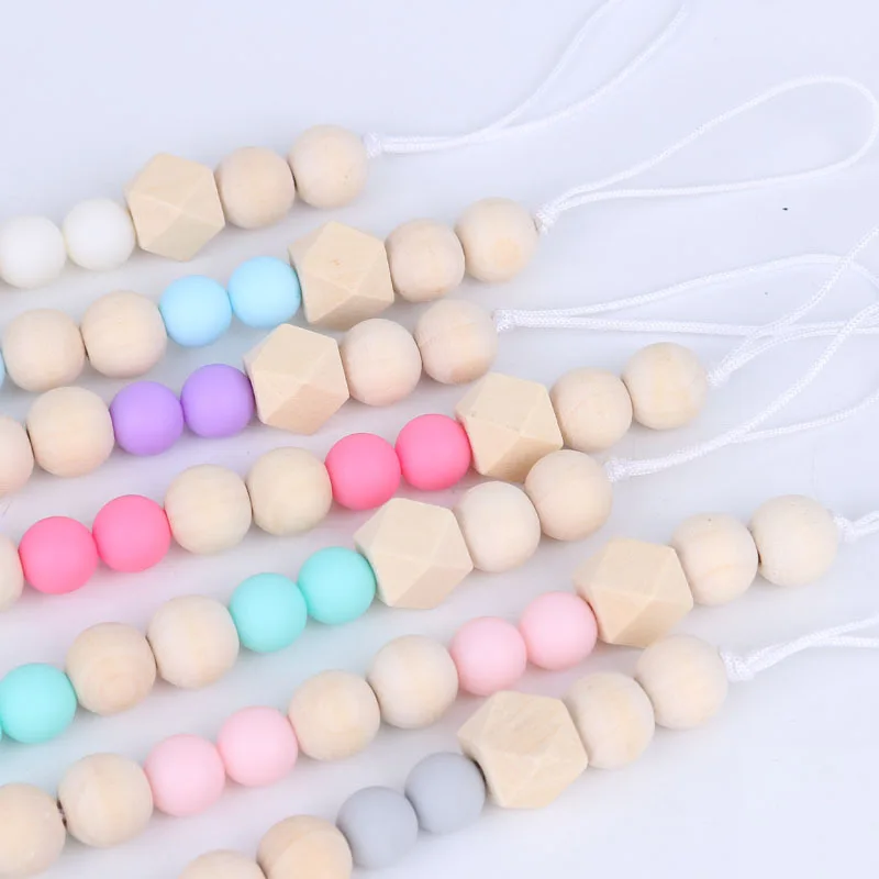 Personalized Baby Pacifier Clip Chain Wooden Holder Safe Soother Pacifier Clips Leash Strap Nipple Holder For Infant Feeding