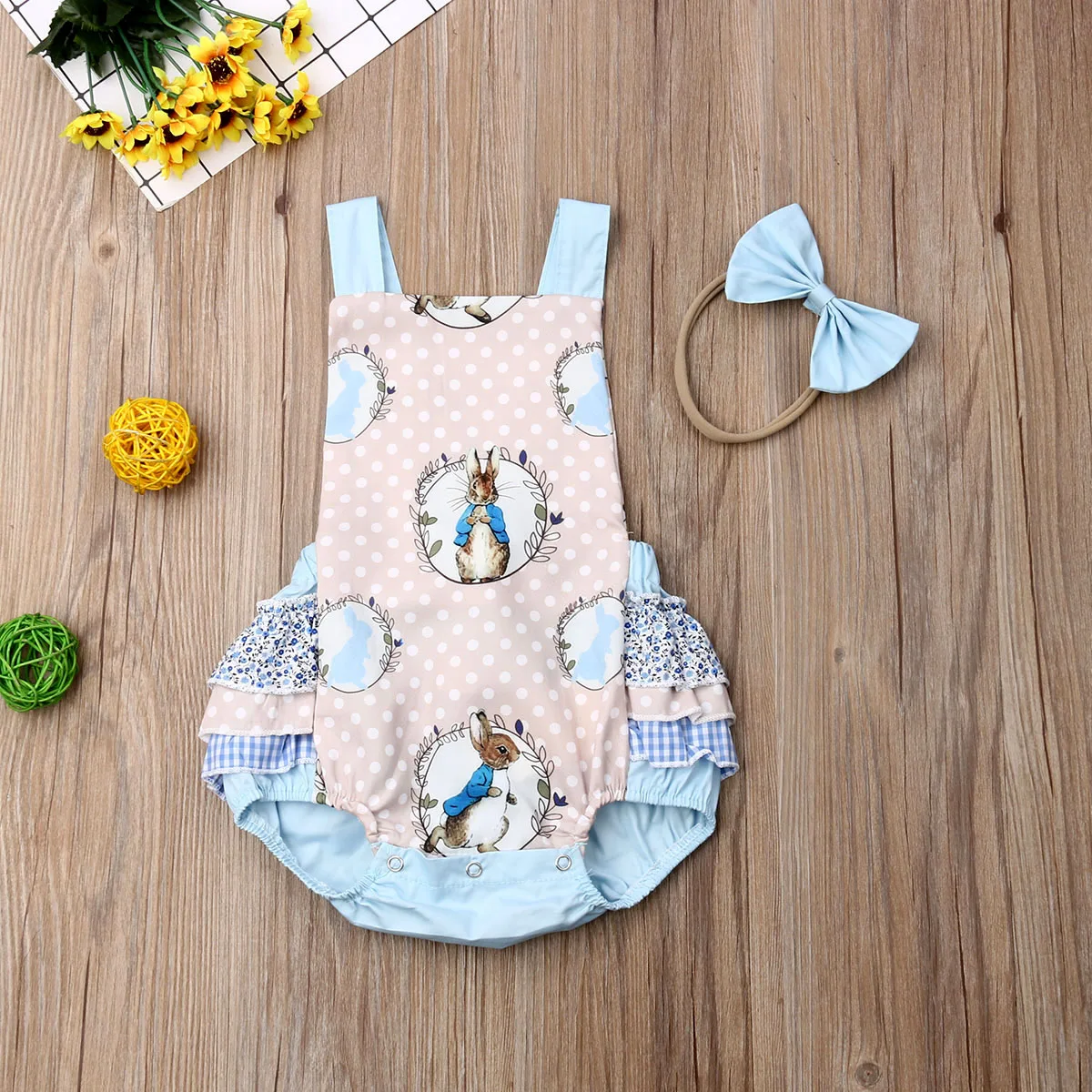 2019 Baby girl summer clothing cute Rabbit Bunny Romper ruffle Jumpsuit Outfit for Kid clothes toddler Children newborn infant