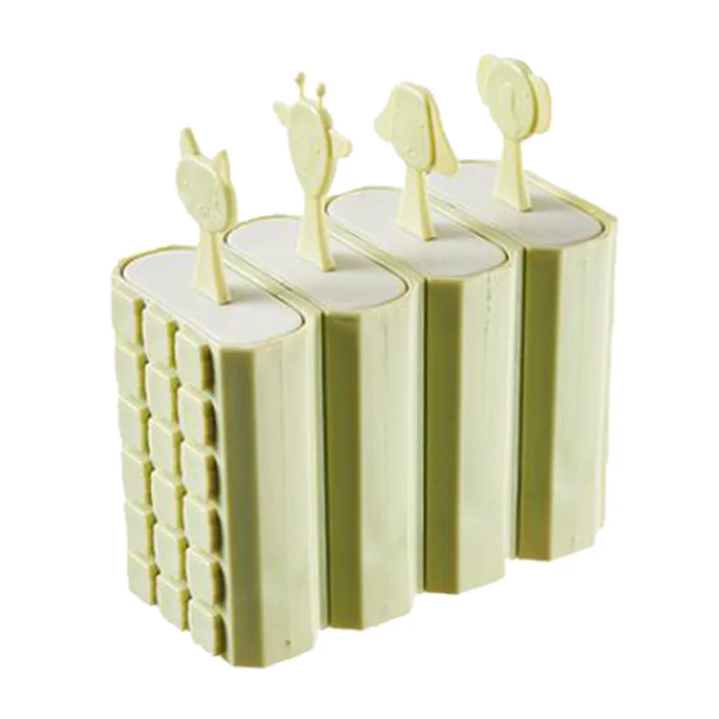 Divided design 4pcs Beautiful plastic Ice Cream Mold With Lid Popsicle Mold Creative Kitchen Tool Creative Shape